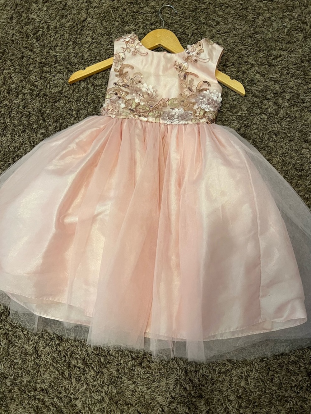 Girls Pink Floral Embroidered Tulle Party Dress